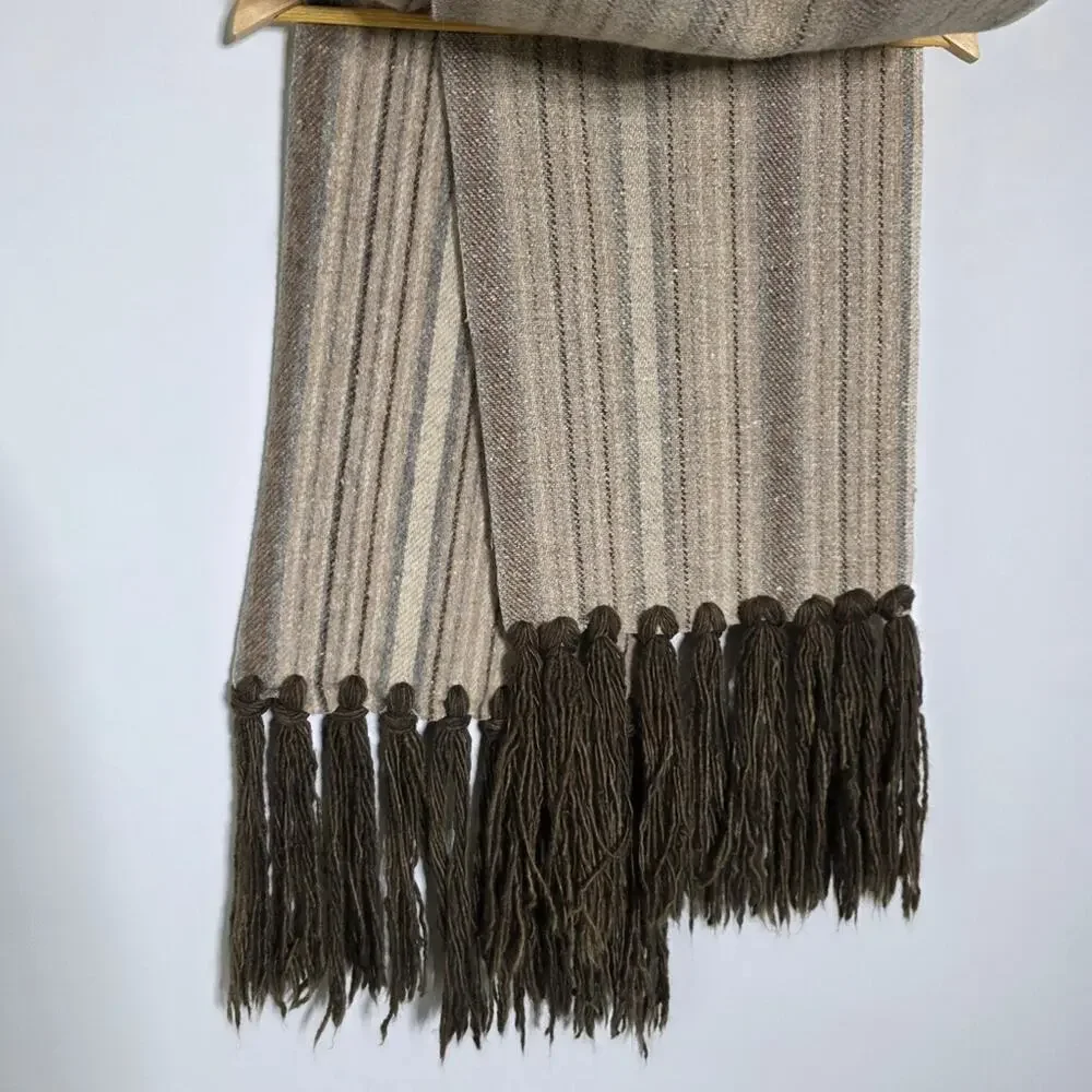 Super Long Wool striped yard fringed sweater scarf in great condition 76